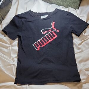 Puma Kids Black and Red Logo Tee